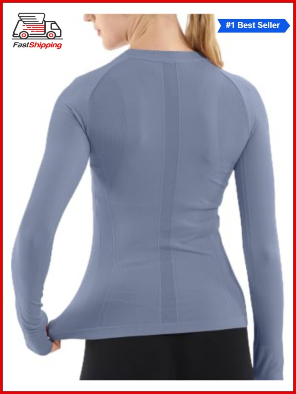 Seamless Long Sleeve Workout Top Thumb Holes Mesh Crewneck